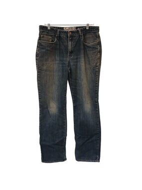 Kenneth Cole Reaction Mens Straight Fit Jeans 34x34 (32) Denim Mild Distress Z7